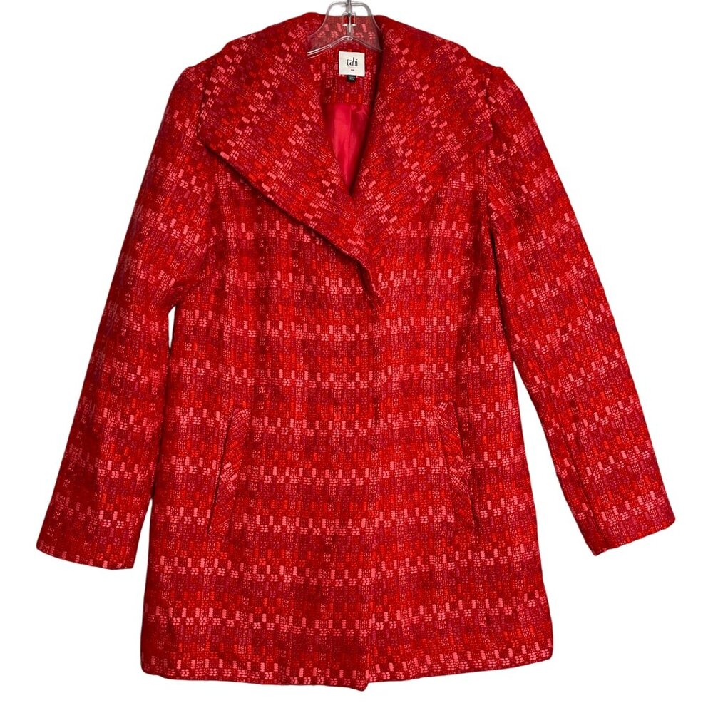 Cabi Sloan Tweed Peacoat Jacket Women's XS Scarlet Red Pink Structured
